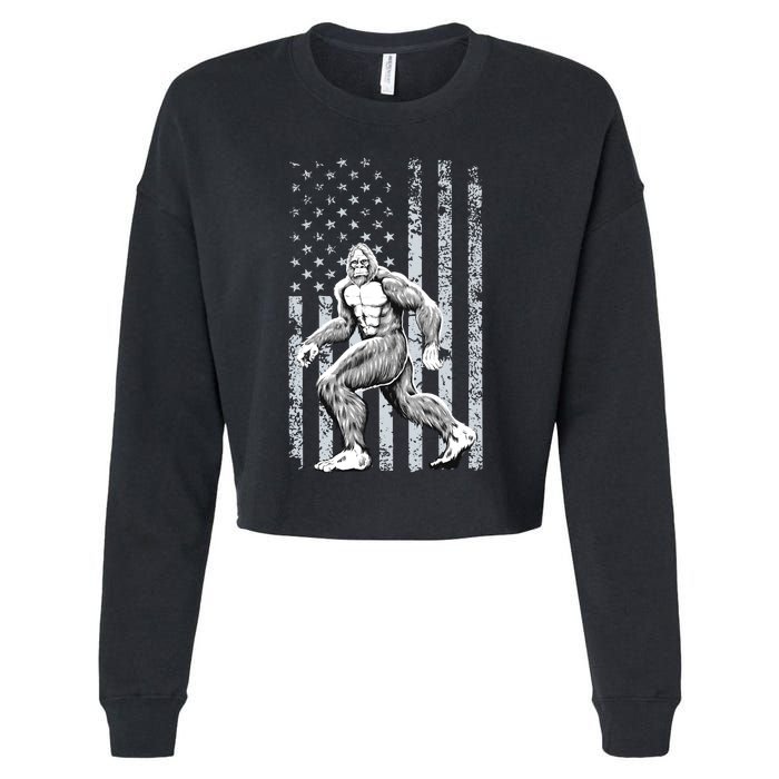 Bigfoot American Flag Cropped Pullover Crew