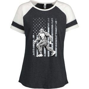 Bigfoot American Flag Enza Ladies Jersey Colorblock Tee