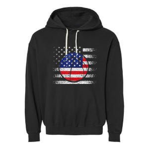 Basketball American Flag 4th Of July USA Sports Team Players Garment-Dyed Fleece Hoodie