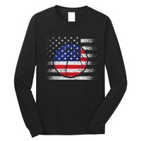 Basketball American Flag 4th Of July USA Sports Team Players Long Sleeve Shirt