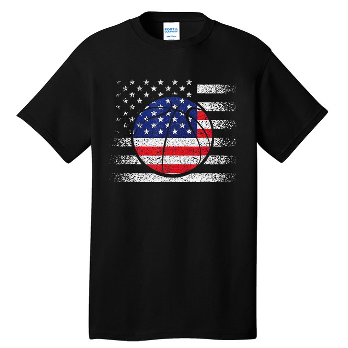 Basketball American Flag 4th Of July USA Sports Team Players Tall T-Shirt