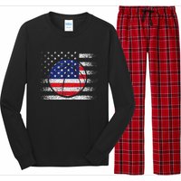 Basketball American Flag 4th Of July USA Sports Team Players Long Sleeve Pajama Set