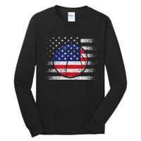 Basketball American Flag 4th Of July USA Sports Team Players Tall Long Sleeve T-Shirt