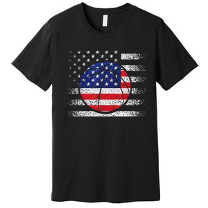 Basketball American Flag 4th Of July USA Sports Team Players Premium T-Shirt