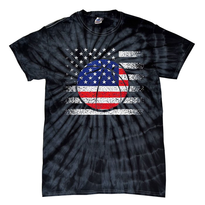 Basketball American Flag 4th Of July USA Sports Team Players Tie-Dye T-Shirt