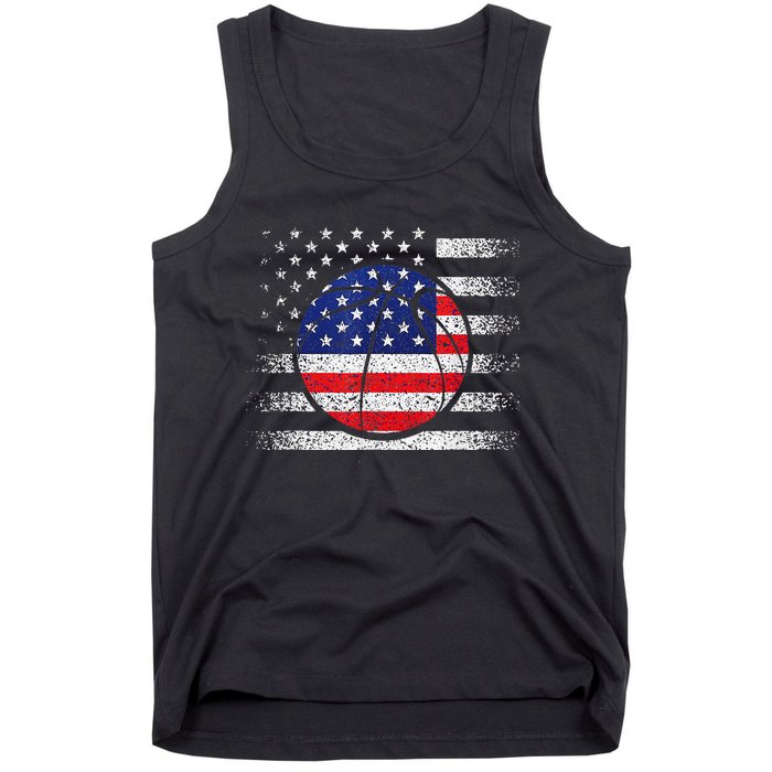 Basketball American Flag 4th Of July USA Sports Team Players Tank Top