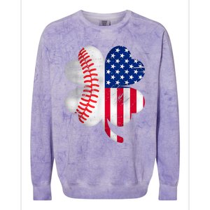 Baseball American Flag Lover Player Clover Colorblast Crewneck Sweatshirt