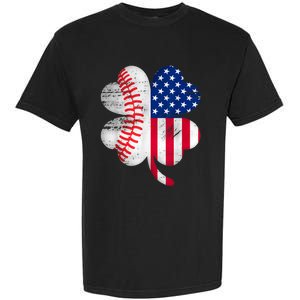 Baseball American Flag Lover Player Clover Garment-Dyed Heavyweight T-Shirt