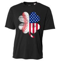 Baseball American Flag Lover Player Clover Cooling Performance Crew T-Shirt