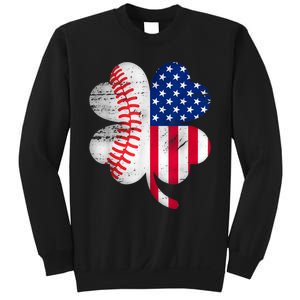 Baseball American Flag Lover Player Clover Sweatshirt