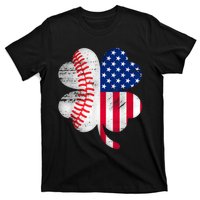 Baseball American Flag Lover Player Clover T-Shirt