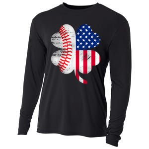 Baseball American Flag Lover Player Clover Cooling Performance Long Sleeve Crew