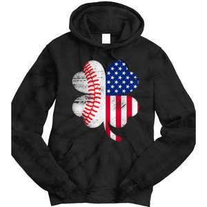 Baseball American Flag Lover Player Clover Tie Dye Hoodie