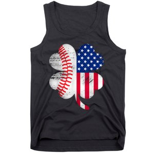 Baseball American Flag Lover Player Clover Tank Top