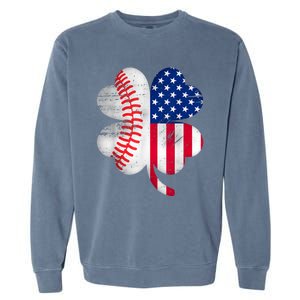 Baseball American Flag Lover Player Clover Garment-Dyed Sweatshirt