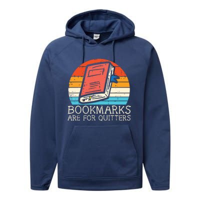 Bookmarks Are For Quitters Book Reading Bookworm Librarian Performance Fleece Hoodie