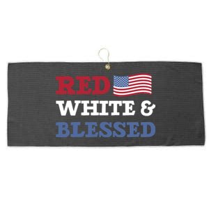 Blessed American Flag Red White And Blessed Cute Gift Large Microfiber Waffle Golf Towel