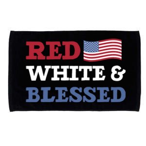 Blessed American Flag Red White And Blessed Cute Gift Microfiber Hand Towel