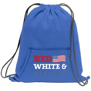 Blessed American Flag Red White And Blessed Cute Gift Sweatshirt Cinch Pack Bag