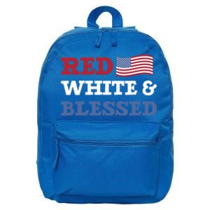 Blessed American Flag Red White And Blessed Cute Gift 16 in Basic Backpack