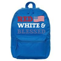 Blessed American Flag Red White And Blessed Cute Gift 16 in Basic Backpack