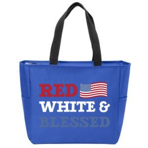 Blessed American Flag Red White And Blessed Cute Gift Zip Tote Bag