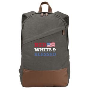 Blessed American Flag Red White And Blessed Cute Gift Cotton Canvas Backpack