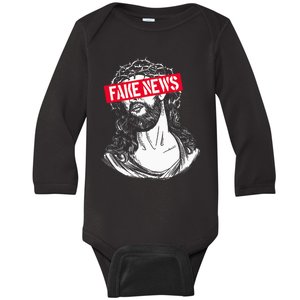 Blackcraft Antichristian Fake News Funny Jesus Atheist Baby Long Sleeve Bodysuit