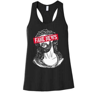 Blackcraft Antichristian Fake News Funny Jesus Atheist Women's Racerback Tank