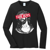 Blackcraft Antichristian Fake News Funny Jesus Atheist Ladies Long Sleeve Shirt