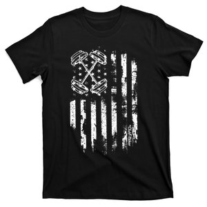 Barbell American Flag Workout Gym T-Shirt