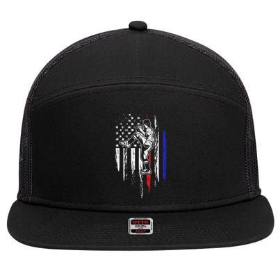 Baseball American Flag Pitcher Usa Pitching 4th Of July Gift Funny Gift 7 Panel Mesh Trucker Snapback Hat