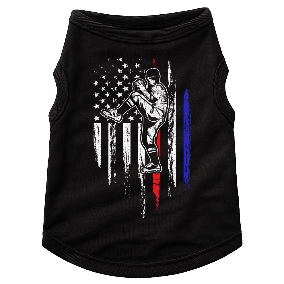 Baseball American Flag Pitcher Usa Pitching 4th Of July Gift Funny Gift Doggie Tank