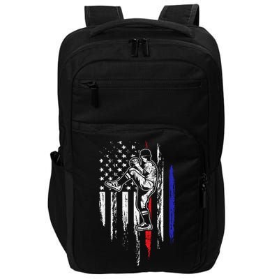 Baseball American Flag Pitcher Usa Pitching 4th Of July Gift Funny Gift Impact Tech Backpack