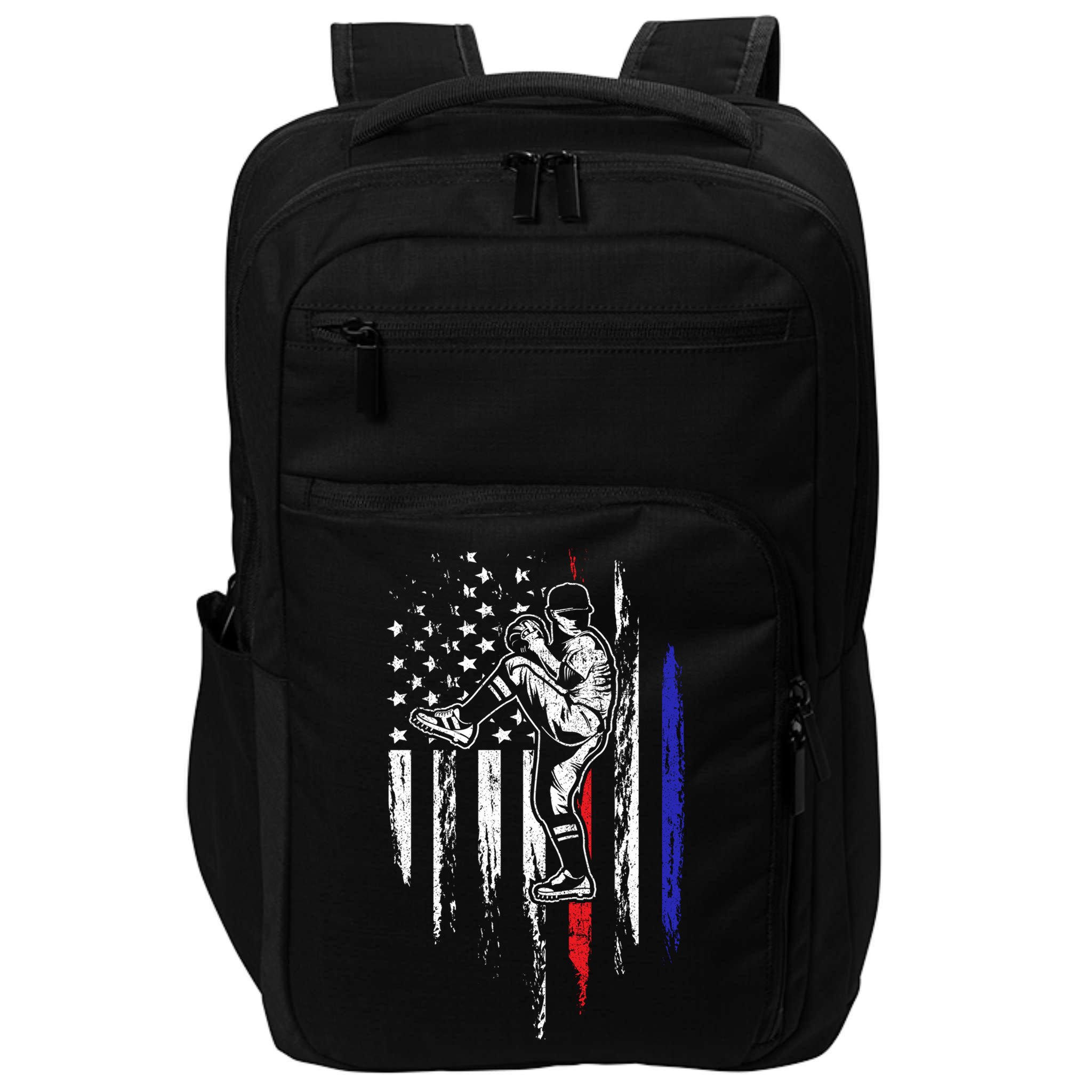 Baseball American Flag Pitcher Usa Pitching 4th Of July Gift Funny Gift Impact Tech Backpack