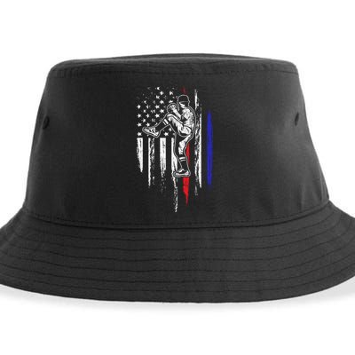 Baseball American Flag Pitcher Usa Pitching 4th Of July Gift Funny Gift Sustainable Bucket Hat
