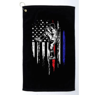 Baseball American Flag Pitcher Usa Pitching 4th Of July Gift Funny Gift Golf Towel