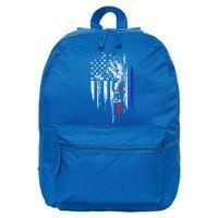 Baseball American Flag Pitcher Usa Pitching 4th Of July Gift Funny Gift 16 in Basic Backpack