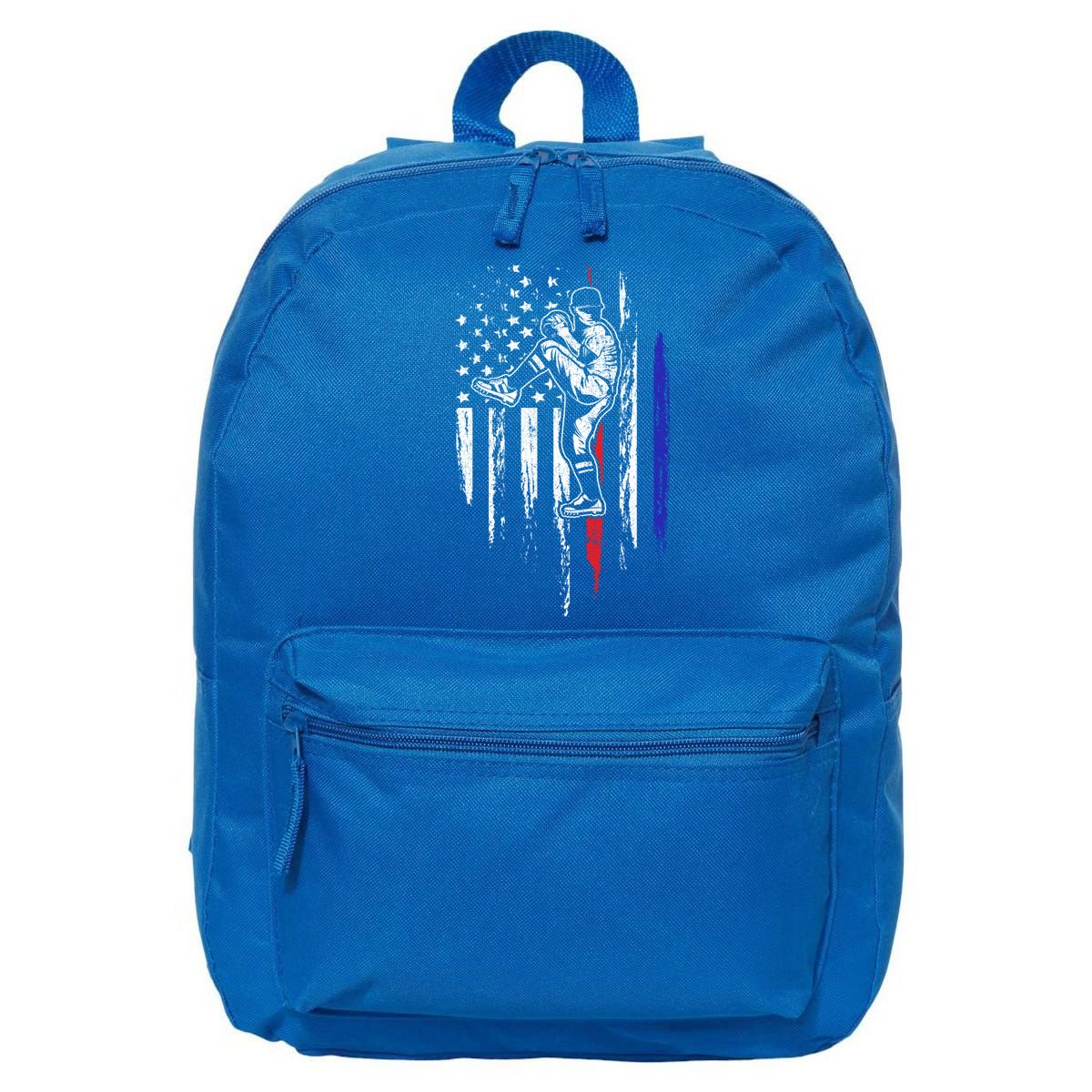Baseball American Flag Pitcher Usa Pitching 4th Of July Gift Funny Gift 16 in Basic Backpack