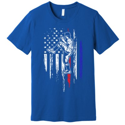 Baseball American Flag Pitcher Usa Pitching 4th Of July Gift Funny Gift Premium T-Shirt