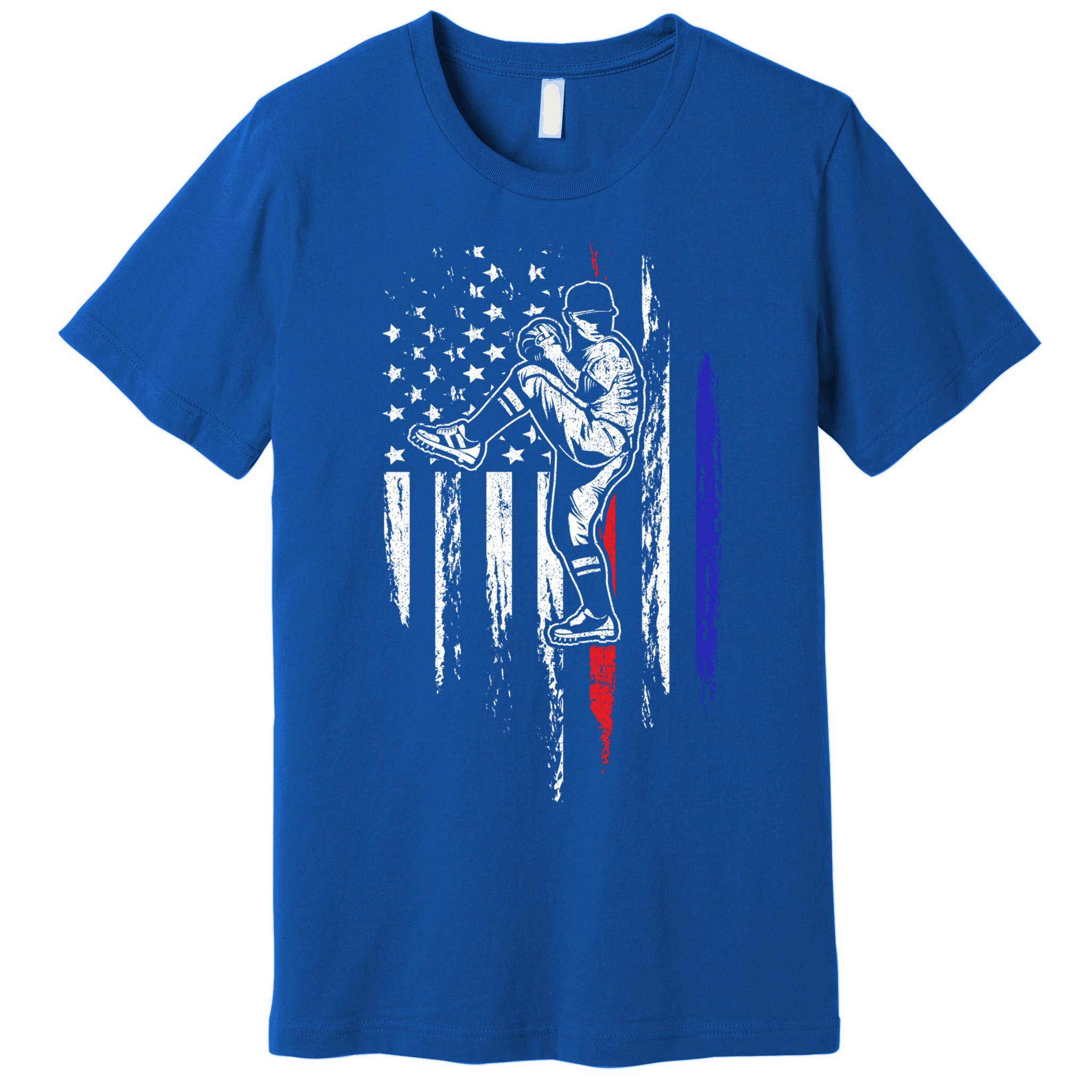 Baseball American Flag Pitcher Usa Pitching 4th Of July Gift Funny Gift Premium T-Shirt