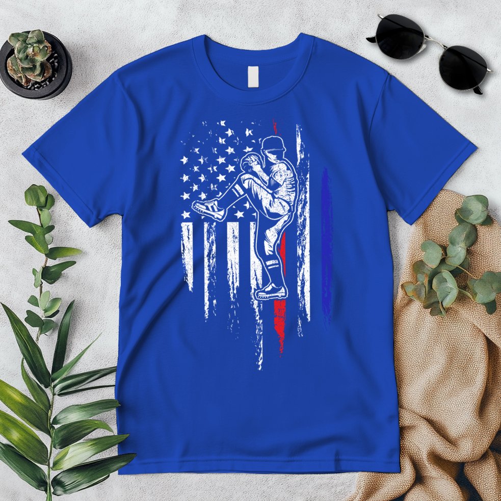 Baseball American Flag Pitcher Usa Pitching 4th Of July Gift Funny Gift Premium T-Shirt