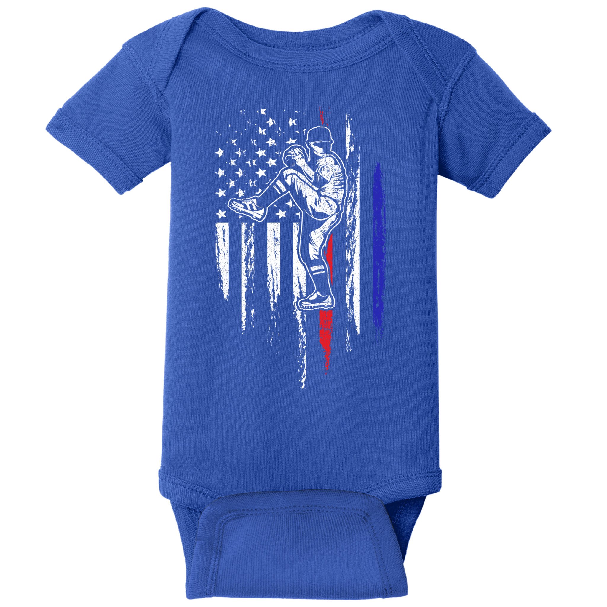Baseball American Flag Pitcher Usa Pitching 4th Of July Gift Funny Gift Baby Bodysuit