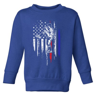 Baseball American Flag Pitcher Usa Pitching 4th Of July Gift Funny Gift Toddler Sweatshirt