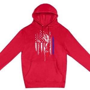 Baseball American Flag Pitcher Usa Pitching 4th Of July Gift Funny Gift Premium Pullover Hoodie