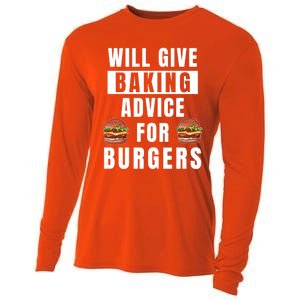 Baking Advice For Burgers Bakery Pastry Chef Funny Baker Meaningful Gift Cooling Performance Long Sleeve Crew