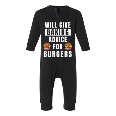 Baking Advice For Burgers Bakery Pastry Chef Funny Baker Meaningful Gift Infant Fleece One Piece