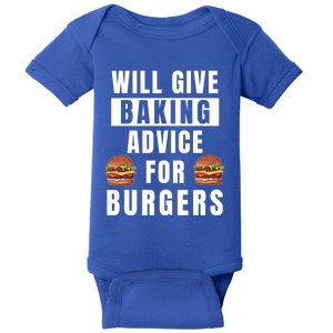 Baking Advice For Burgers Bakery Pastry Chef Funny Baker Meaningful Gift Baby Bodysuit