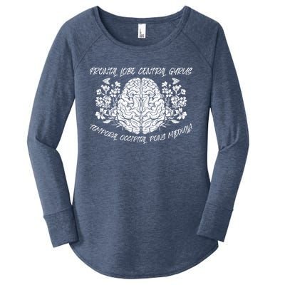 Brain Anatomy Floral Funny Nurse Flowers Nursing School Gift Women's Perfect Tri Tunic Long Sleeve Shirt