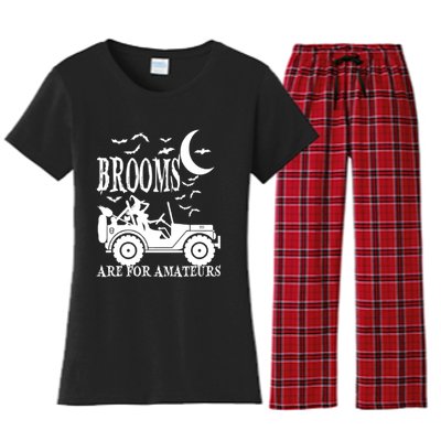 Brooms Are For Amateurs Funny Halloween Cute Costume Women's Flannel Pajama Set